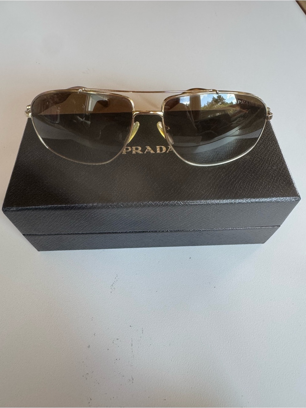 Vintage Prada Gold and Tortoise Shell Aviators with Brown Polarized Len